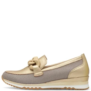 Marco Tozzi Gold Combination Chain Loafer Shoe 24720-44 943