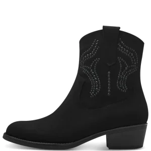 Marco Tozzi Ladies Black Faux Suede Heeled Ankle Boot 25323-43-001