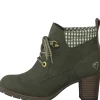 Marco Tozzi Ladies Khaki Faux Suede Laced Heeled Ankle Boot 25180-41-726