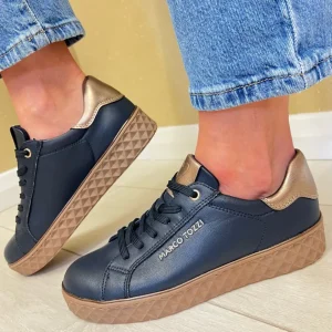 Marco Tozzi Navy Combination Laced Gum Sole Trainer 23705-41 890