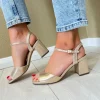 Menbur Ladies Gold Metallic Block Heel Sandal 25600