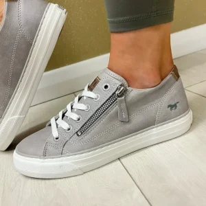 Mustang Ladies Light Grey/White Laced/Zip Trainer 1272-308-22