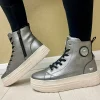 Mustang Ladies Silver Warm-Lined Hi-Top Laced/Zip Flatform Trainer 1497-601-21