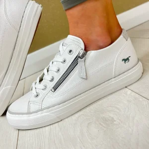 Mustang Ladies White Laced/Zip Trainer 1272-308-1