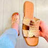 Oh My Sandals Ladies Rose Metallic Croc Soft Leather Mule Sandal 5580