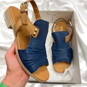 Paula Urban Navy/Camel Soft Leather Slingback Sandal 9-17