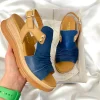 Paula Urban Navy/Camel Soft Leather Platform Sandal 24-17