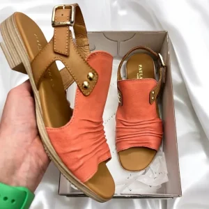 Paula Urban Papaya/Camel Soft Leather Slingback Sandal 9-17