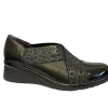 Pitillos Ladies Black Combination Elasticated Wedge Loafer Shoe 5324