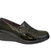 Pitillos Ladies Black Combination Wedge Slip-On Loafer Shoe 5322