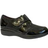 Pitillos Ladies Black Patent Combination Wedge Velcro Shoe 5311