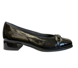 Pitillos Ladies Black Patent Chain Block Heel Shoe 5422