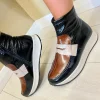 Pitillos Ladies Black/Multi Patent Leather Combination Ankle Boot 10203