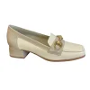Pitillos Ladies Cream/Stone Patent Leather Chain Loafer Shoe 10481