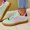 Redz Ladies Green Multi Combination Laced Trainer 6G428
