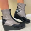 Redz Ladies Pewter Multi Zip-Front Wedge Ankle Boot F1736