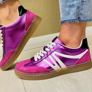 Redz Ladies Pink Multi Combination Laced Trainer 6G428