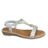 Redz Ladies Silver Diamante Low Wedge Pull-On Sandal 3Z8923-10