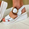 Redz Ladies White Velcro Straps Wedge Sandal T42-203