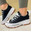 Refresh Ladies Black Canvas Chunky Sole Laced Trainer 172477