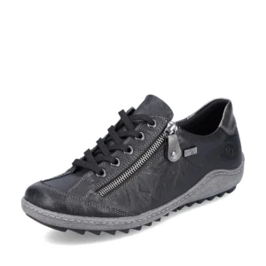 Remonte Ladies Black Combination Laced/Zip Trainer R1402-06