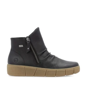 Remonte Ladies Black Warm-Lined Double-Zip Ankle Boot D1T73-00