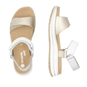 Remonte Ladies Gold/White/Silver Velcro Straps Comfort Sandal D1J57-90