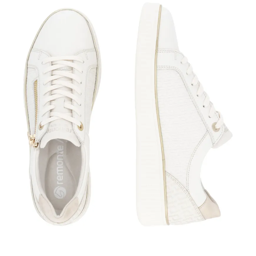remonte_ladies_off_white__1.webp Remonte Ladies Off White Leather Combination Laced/Zip Trainer D2E00-80