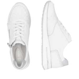 Remonte Ladies White/Silver Lightweight Laced/Zip Trainer D1G10-80