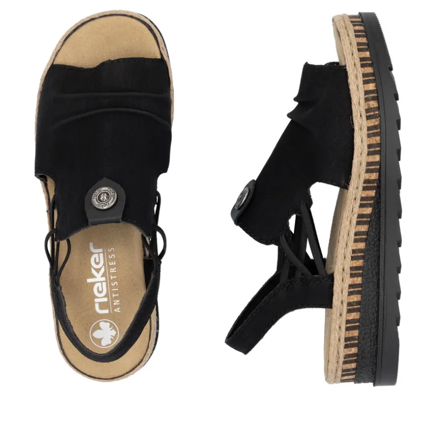 rieker_ladies_black_elast_1.webp Rieker Ladies Black Elasticated Platform Open-Toe Sandal V7972-00