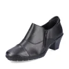 Rieker Ladies Black Leather Zip Fastening Heeled Shoe 57173-02