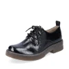 Rieker Ladies Black Patent Chunky Sole Laced Shoe 72000-03