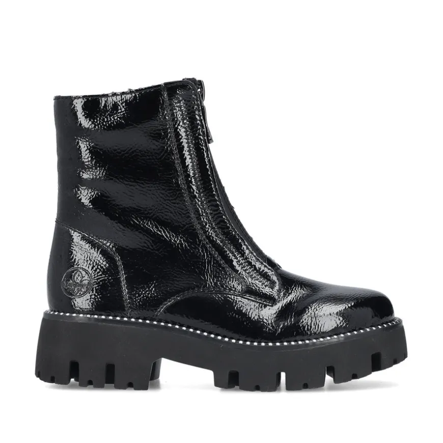 rieker_ladies_black_paten_0-4.webp Rieker Ladies Black Patent Zip-Front Chunky Sole Ankle Boot Y3351-00