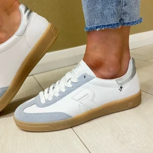 Rieker Ladies Evolution White/Blue Suede/Leather Laced Trainer W2200-84