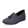 Rieker Ladies Navy/Patent Wedge Loafer Shoe 53751-14