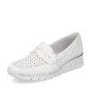 Rieker Ladies Off White Slip-On Low Wedge Loafer Shoe N3356-80