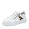 Rieker Ladies White/Leopard Combination Lace/Zip Trainer N4924-81