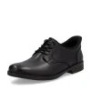 Rieker Mens Black Leather Bungee Laced Slip-On Shoe 10353-00