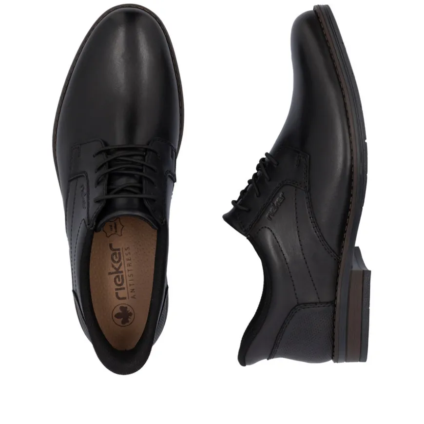 rieker_mens_black_leather_1.webp Rieker Mens Black Leather Bungee Laced Slip-On Shoe 10353-00