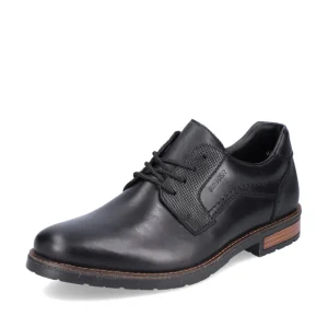 Rieker Mens Black Soft Leather Laced Shoe 14603-00