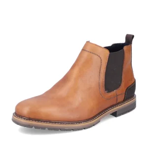 Rieker Mens Tan Leather Inside-Zip Ankle Boot 13751-24
