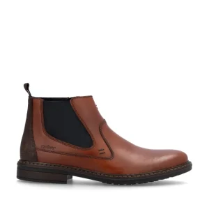 Rieker Mens Tan/Navy Combination Ankle Boot 17654-22