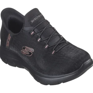 Skechers Ladies Black/Gold Hands Free Slip-Ins Trainer 150128