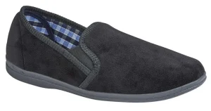 Sleepers Mens Black Memory Foam Slippers