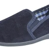 Sleepers Mens Navy Memory Foam Slippers