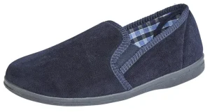 Sleepers Mens Navy Memory Foam Slippers