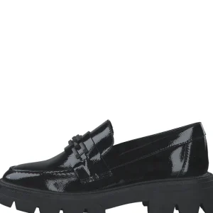 S.Oliver Ladies Black Patent Chain Chunky Loafer Shoe 24700-41 018