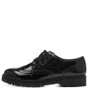 S.Oliver Ladies Black Patent Laced Brogue Shoe 23627-43 018