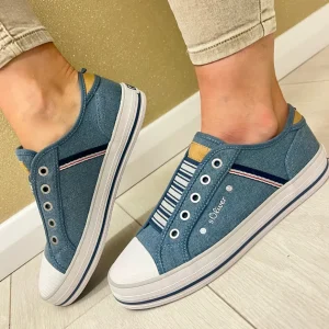 S.Oliver Ladies Denim Multi Canvas Slip-On Trainer 24707-42 802