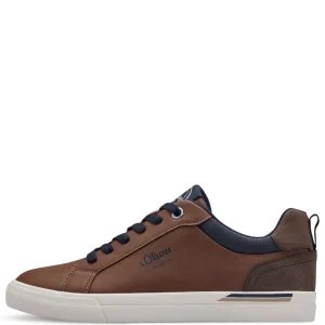 S.Oliver Mens Tan/Navy Combination Laced Trainer 13642-43 305